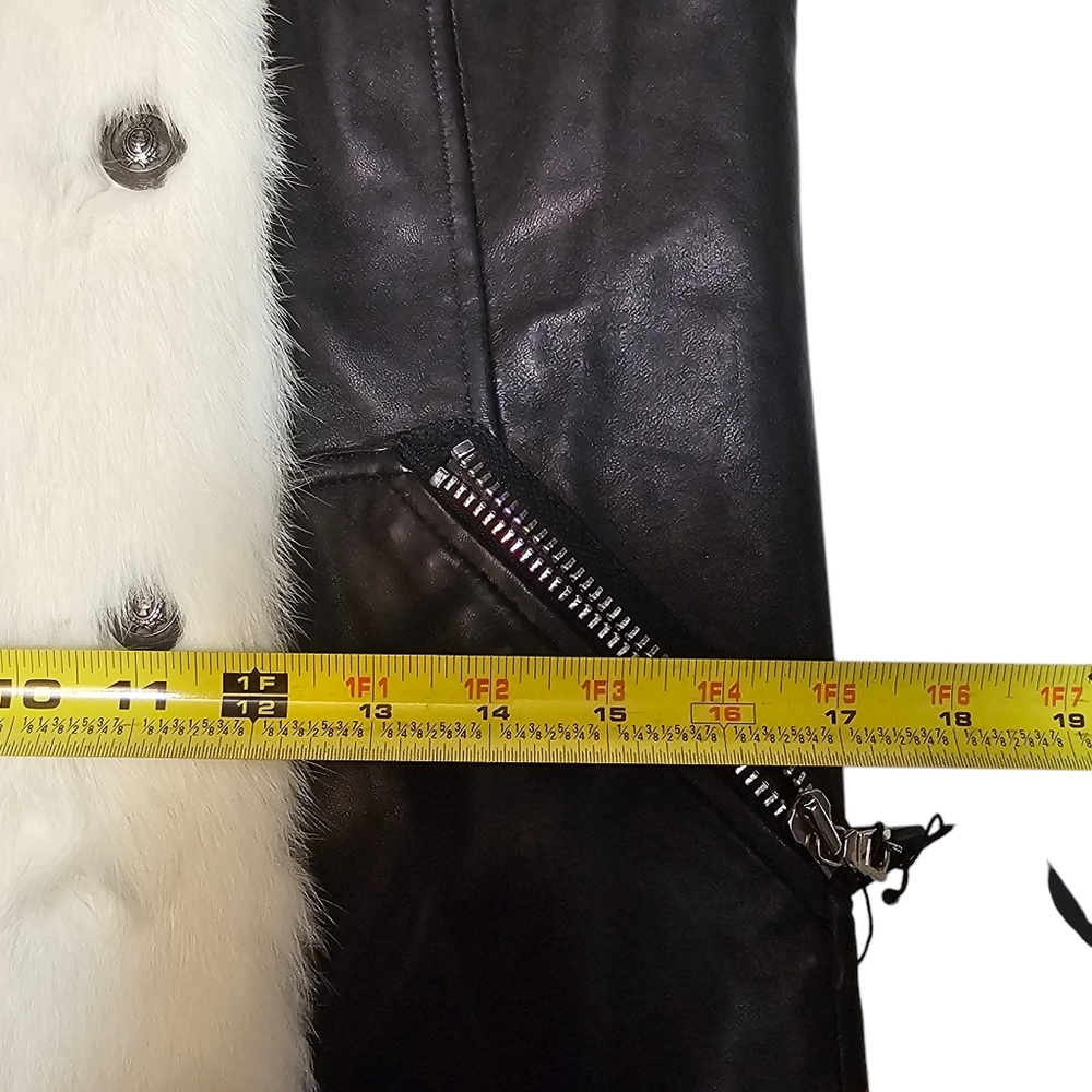 Cabe NY Black Leather Napoleon Jacket Real Rabbit Fur Trim Military Hussar Sz 4 - Picture 13 of 16